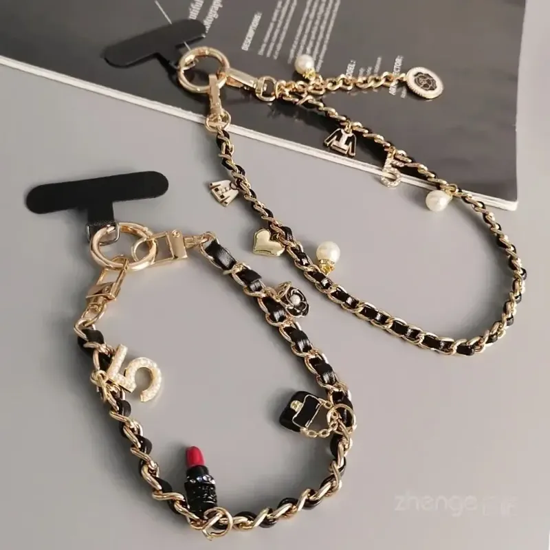 Handy-Lanyard, Tonabnehmer-Tragekette, kurze Handschlaufe, Stil, Telefon, universell, 5, Lippenstift-Gurt, kleiner, duftender Wind-Anhänger