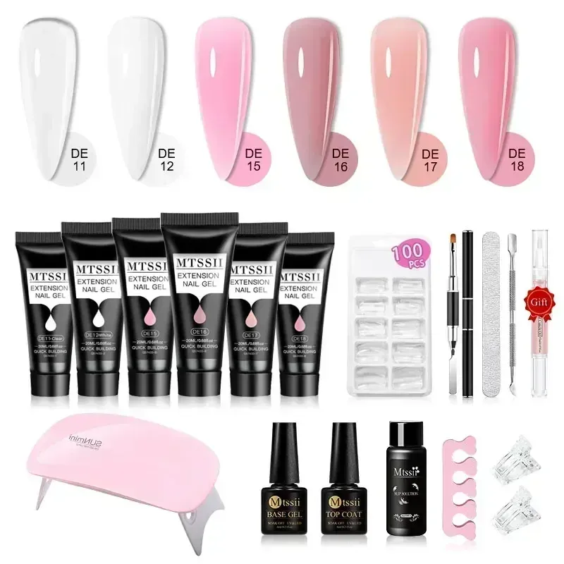 MTSSII 20 m Verlängerung Nagel Gel Set Maniküre Set Finger Schnellbau Verlängerung Gel Nagellack Kit Soak Off UV Gel LED Nail art