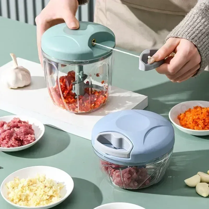 500/900ML Seil Mühle Gemüse Cutter Küche Knoblauch Puller Hackfleisch Knoblauch Chili Obst Püree Knoblauch Mixer Rotary küchenmaschine