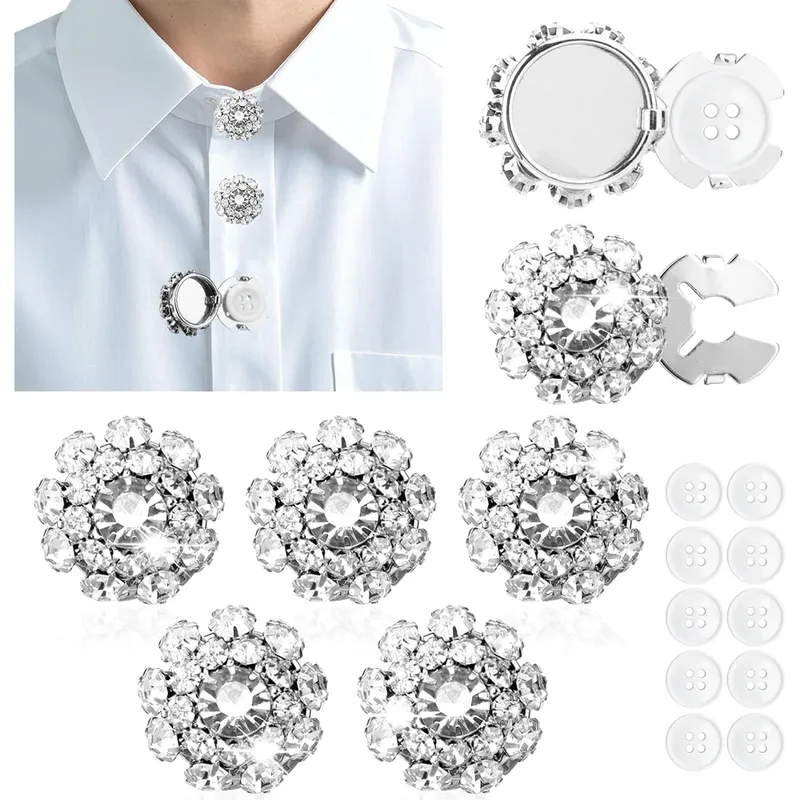 3PCS dekorative Strass-Knöpfe deckt abnehmbare Snap-On-Kristall-Schmuckknöpfe für Frauen, Kleid, Anzug, Manschette, Hemd-Zubehör ab