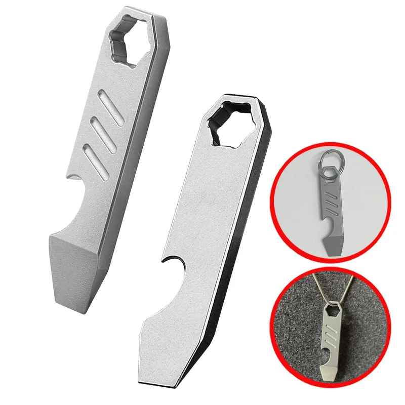 Mini TC4 Brecheisen aus Titanlegierung, Flaschenöffner, Schlüsselanhänger, Sechskantschlüssel, EDC, Outdoor-Gadgets, Mehrzweck-Campingausrüstung