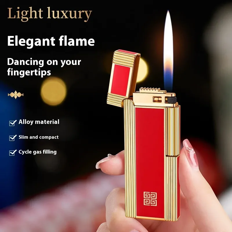 Mini ultradünnes Gasfeuerzeug, Zigarettenanzünder, Metall, ungewöhnliche Feuerzeuge, Rauchzubehör, Butan-Gadgets für Männer, Geschenkfeuerzeuge