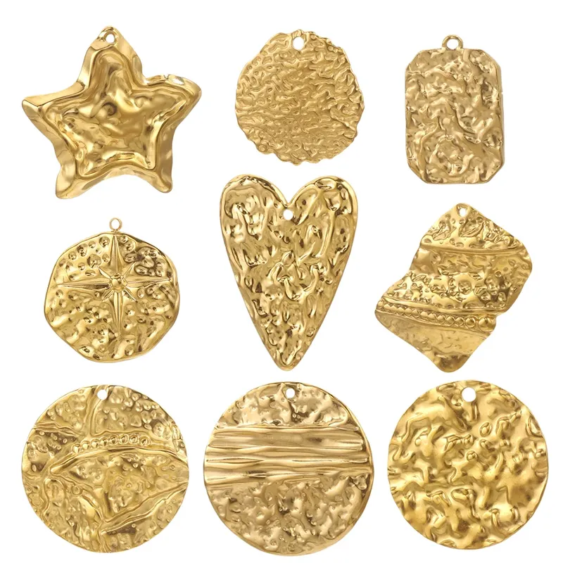 5 Stück Edelstahl vergoldet Charms für Schmuckherstellung geprägter Charm DIY Damen Ohrringe Halskette Verbinder Anhänger Handwerk