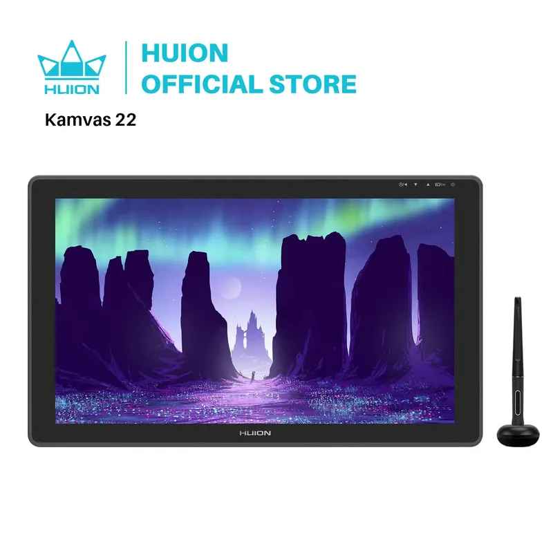 HUION Kamvas 22 Grafikstift-Tablet-Monitor, Stiftdisplay, 21,5 Zoll, blendfreier Bildschirm, 120 % s RGB, Windows, Mac und Android-Gerät