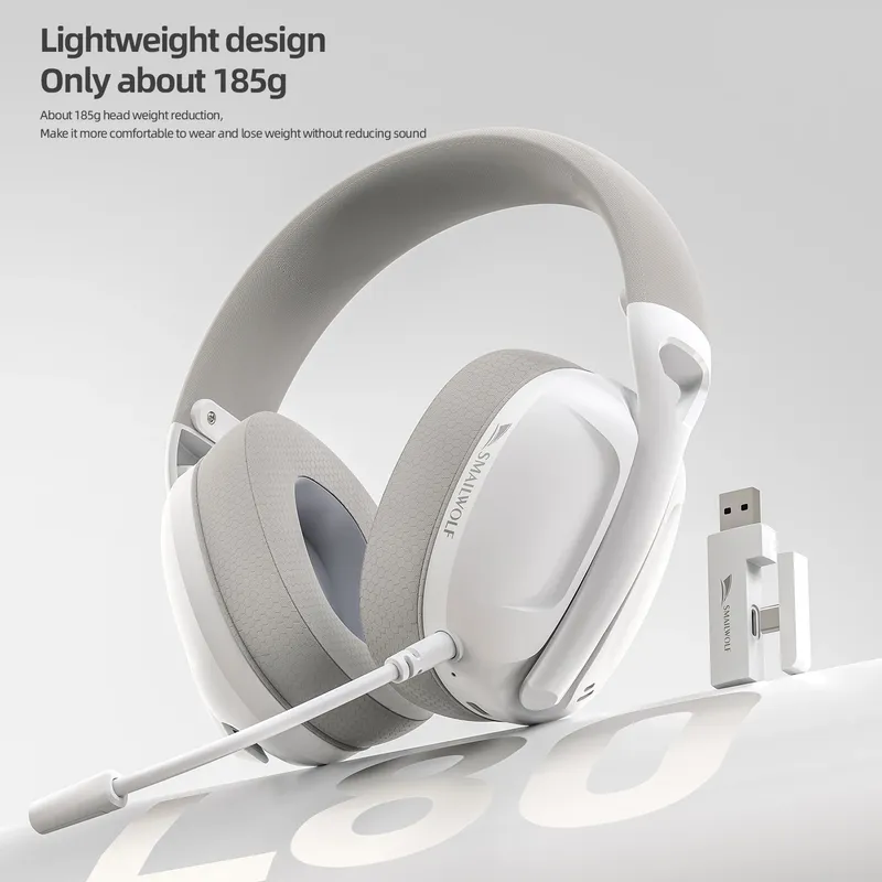 SmailWolf-L80 Bluetooth kabellose Kopfhörer mit drei Modi, leichtes Headset, 2,4 G Gaming-Headsets, Sportbass