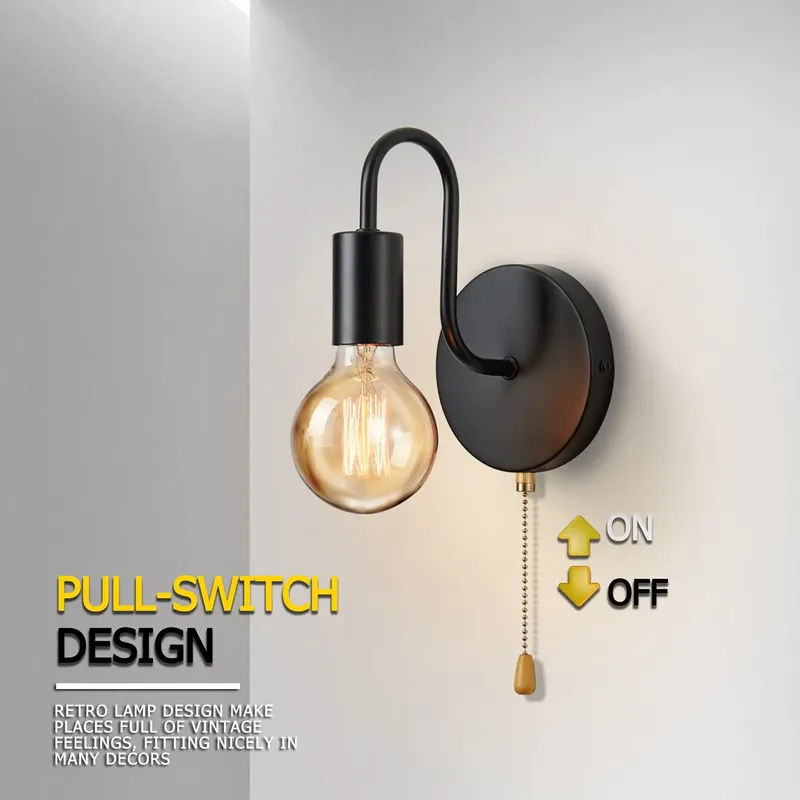 Nordic Industrie Wand Lampe Eisen Schwarz E27 Innen Beleuchtung Nacht Badezimmer Schlafzimmer Lampe Leuchte Wand Leuchte Dekor