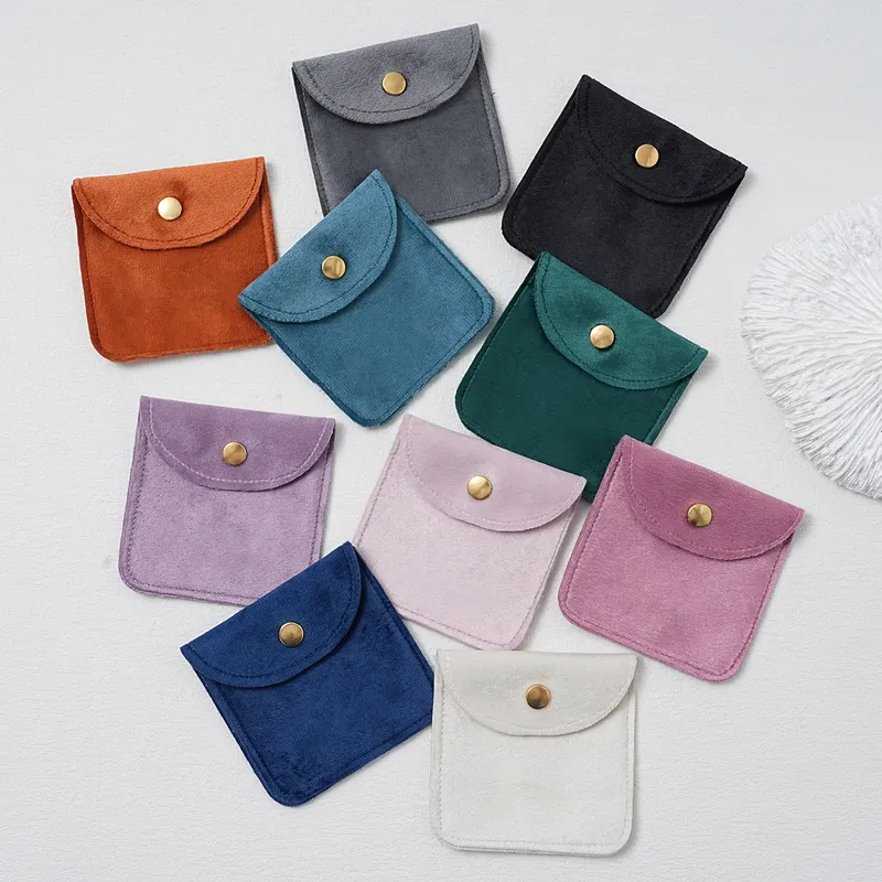 10 Stück Samt-Schmuckverpackungsbeutel mit Druckknopf, Tasche, Ringe, Ohrringe, Armbänder, Halsketten, Aufbewahrung, Hochzeit, Party, schicke Geschenkbeutel