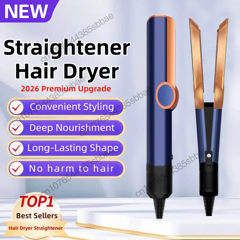 Professioneller 2-in-1-Haartrockner und Glätteisen, Negativ-Ionen-Eisen, langlebiges Styling-Werkzeug, Nass- und Trockenglätter