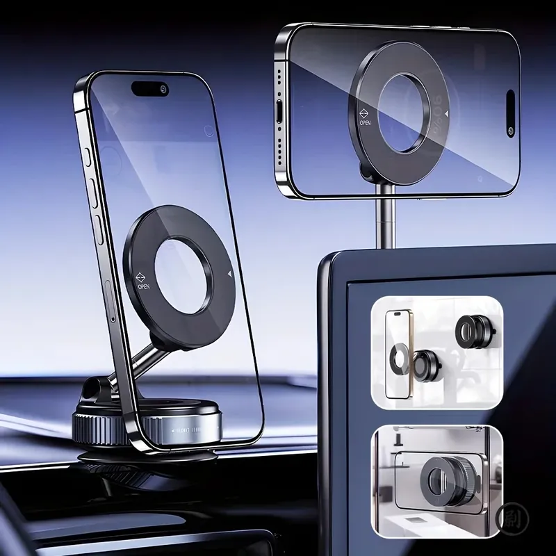 Starker magnetischer Autotelefonhalter, faltbares Design 360° °   Verstellbare Vakuumhalterung für den universellen Einsatz im Auto/Schreibtisch/Badezimmer
