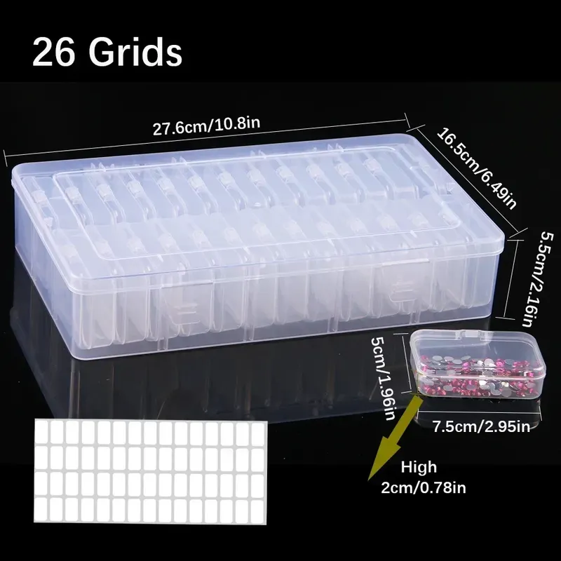 4/10/12/26 Gitter DIY Diamant Malerei Stickerei Aufbewahrungsbox, Nail Art Schmuck Strass Mosaik Aufbewahrungsbehälter