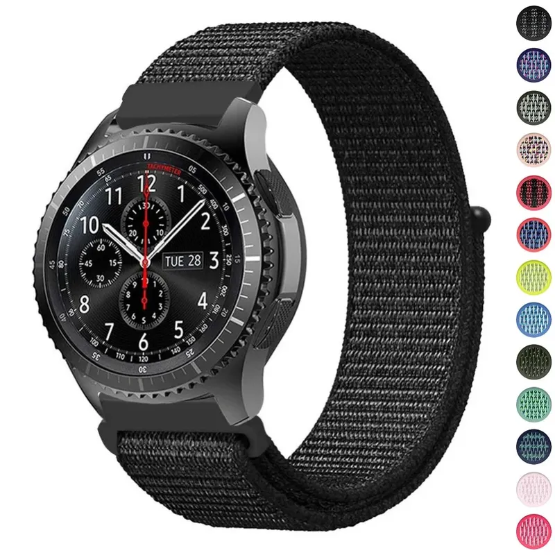 Nylonschlaufe für Samsung Galaxy Watch 7 6 4 Classic/5 Pro/Active 2/Gear S3 Band 20 mm/22 mm Armband für Huawei Watch GT2/3 Riemen