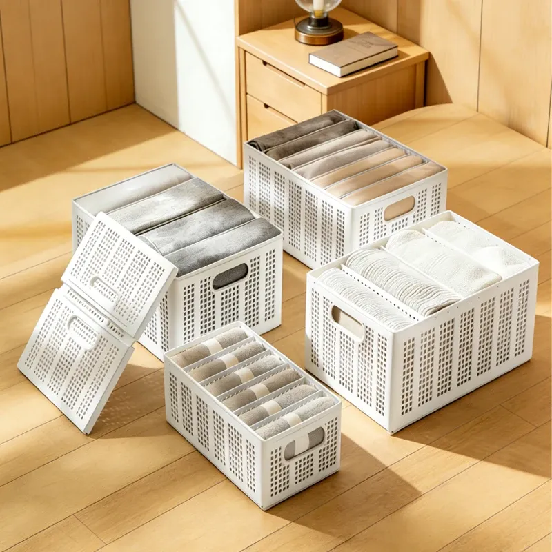 Faltbarer Aufbewahrungskorb mit verstellbaren Trennwänden, BH, Unterwäsche, Socken, Hosen, Kleidung, Schublade, Organizer, stapelbarer Schrank, Kleiderschrank