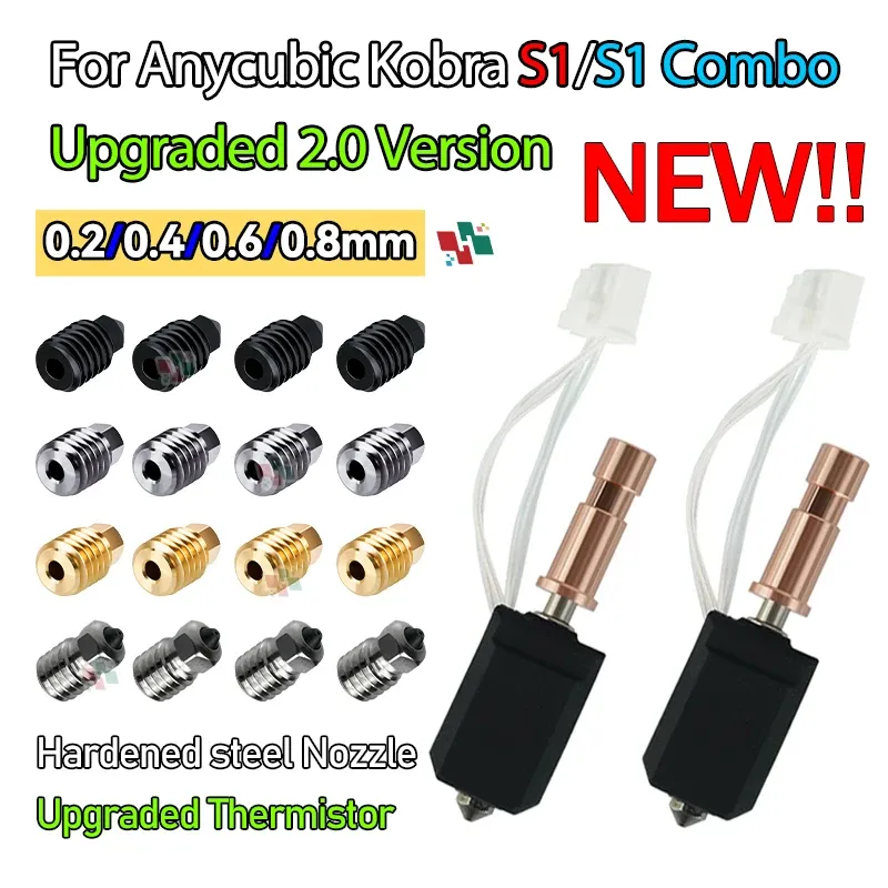 Für Anycubic Kobra S1 Hotend Keramik Neues Upgrade Hotend für Kobra S1 Combo Head S1C 3D-Drucker 24V 48W 200K Schnelle Erwärmung 300 ℃