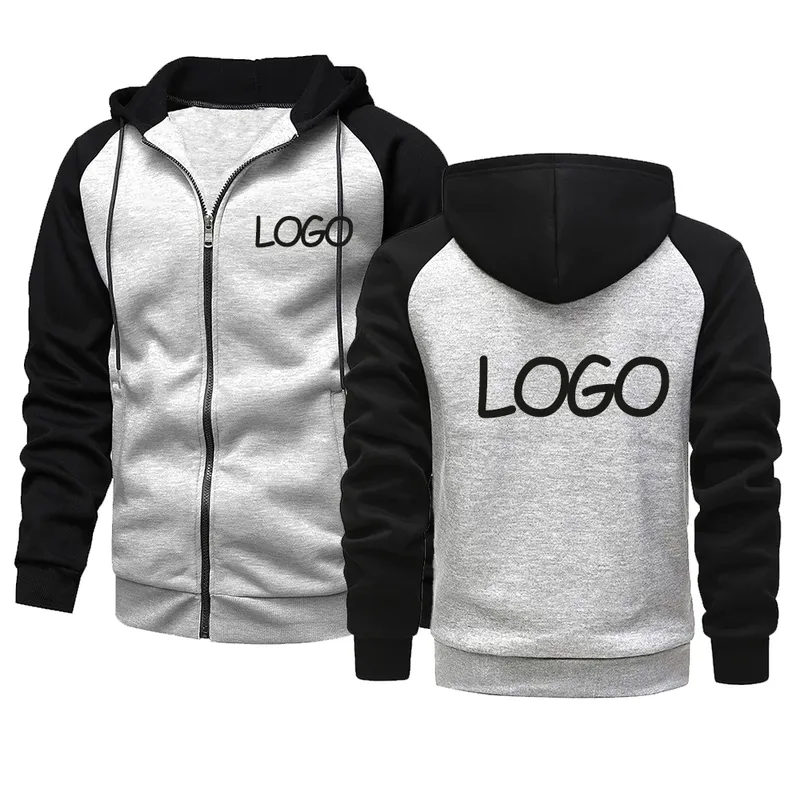 DIY passt Ihr Markenlogo an. Lässige Kapuzenpullover für Herren und Damen, Kontrast-Reißverschluss, Straßenpersönlichkeits-Sweatshirt, individuelle Geschenke
