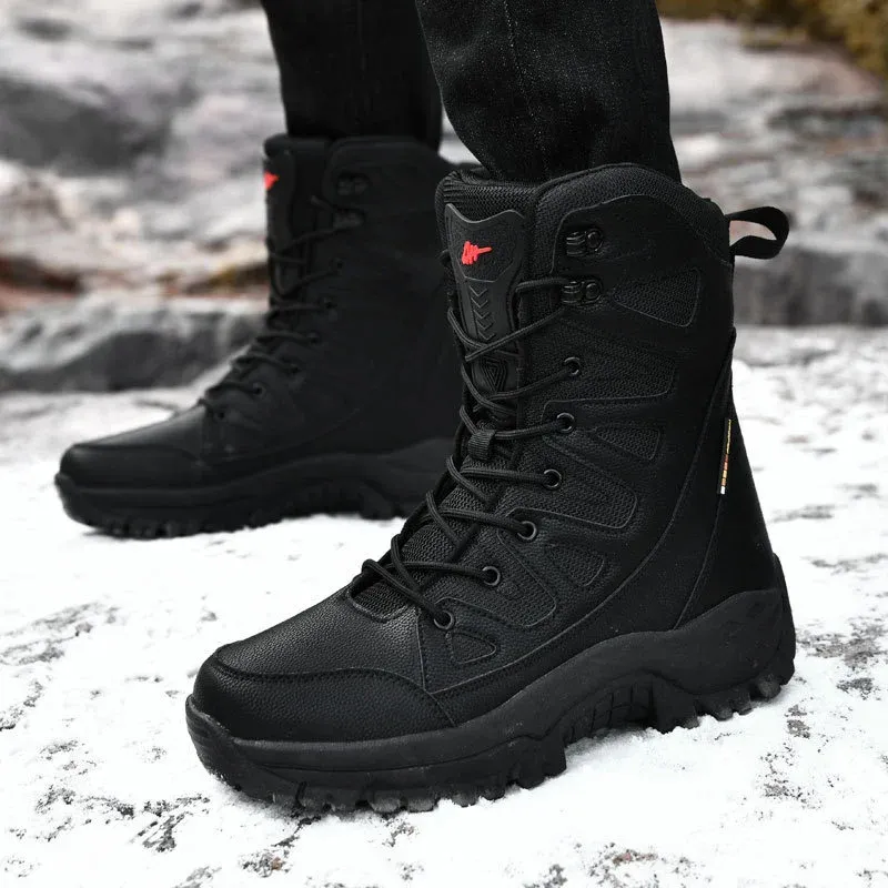 Winter Warme Plüsch Fell Schnee Stiefel Wasserdichte männer Stiefel Im Freien Nicht-slip Arbeit Stiefel Kampf Wüste Stiefel Motorrad stiefel