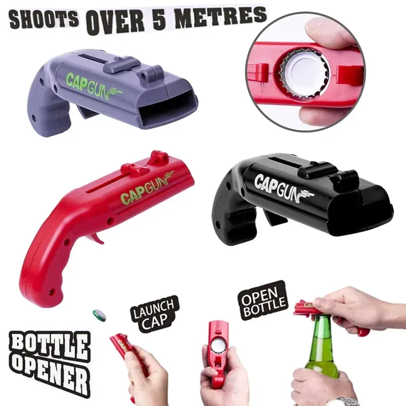 Kreative Bier Flasche Opener Frühling Kappe Katapult Launcher Gun Form Bar Werkzeug Trinken Öffnung Shooter Dosenöffner Küche Gadget Werkzeug