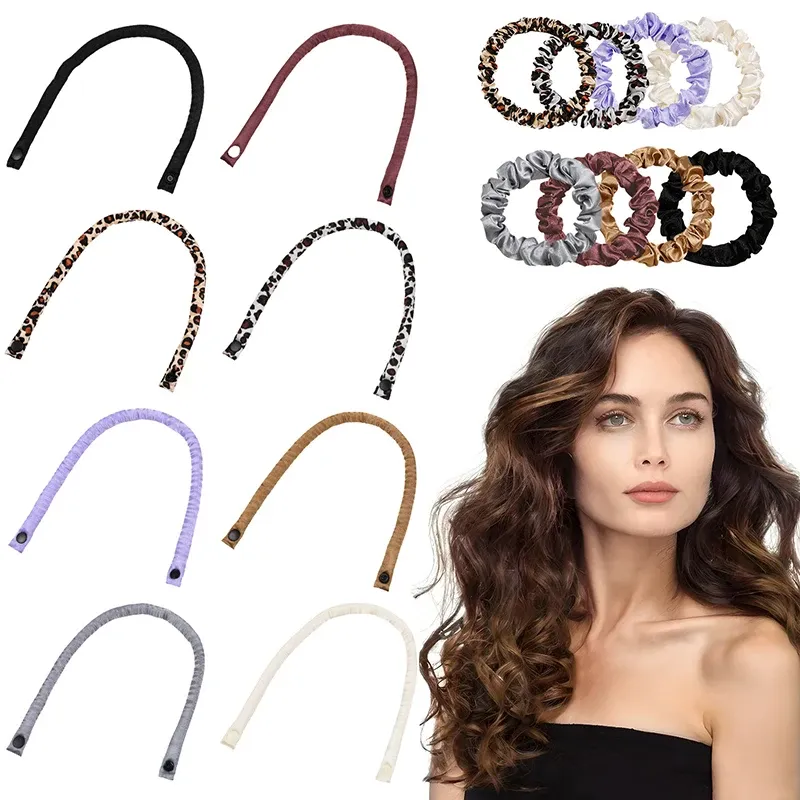 6 Teile/satz 35 cm Lange Weiche Stoff Satin Keine Wärme Lockenwickler Curling Stange Schal Weiche Schlafen Faule Locken Flexi stangen Styling Werkzeug