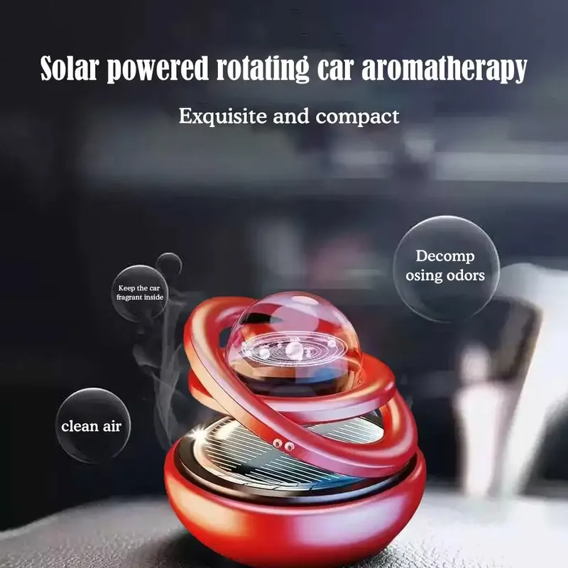 Solarbetriebene Rotation Solar Aromatherapie Auto Lufterfrischer Suspended Planet Duft Auto Aroma Diffusor Auto Ornamente