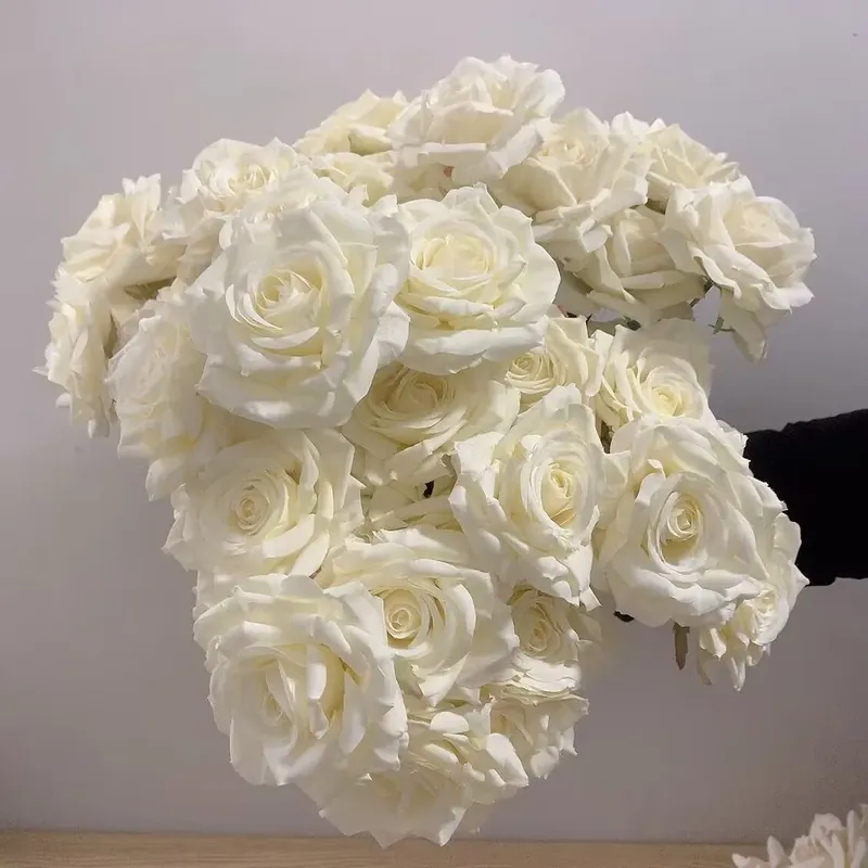 7 Köpfe Rosen Blumenstrauß Künstliche Blume Weiß Beige Elfenbein Vintage Rose Wohnzimmer Trockene Blumendekoration Hochzeit