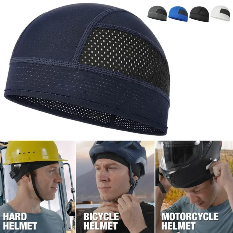Sommer Mesh Thin Vents Beanie Cap Bonnet für Männer Schweißabsorbierende Totenkopfmütze unter dem Helm Feuchtigkeitstransportierende Fahrradmütze für Fahrer