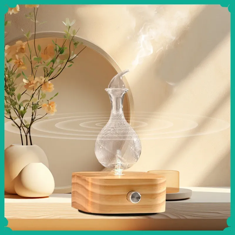 Diffusor für ätherische Öle, Vernebler, 30 ml, wasserlos betriebener Aromatherapie-Diffusor, Aromadiffusor-Duftmaschine aus Holz und Glas