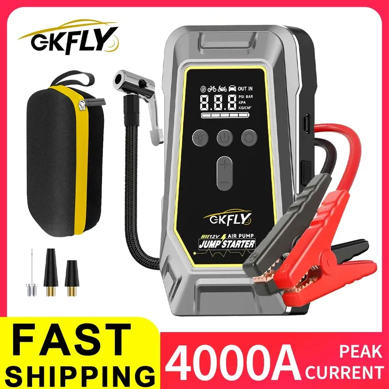 Tragbarer 4000-A-Starthilfe, 150 PSI, Luftpumpe, Powerbank, 4-in-1-Luftkompressor, Autos, Batterie, Starter, Start, Auto-Reifenfüller