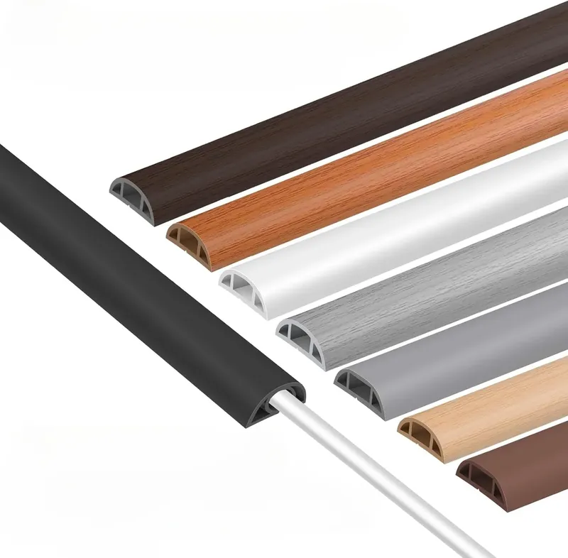1 Stück 2 m/78,74 Zoll flexibler Bodenkabelkanal, selbstklebend, PVC-Bodenschutz, Kabelbrücke, Kabelkanal, Kabelversteck
