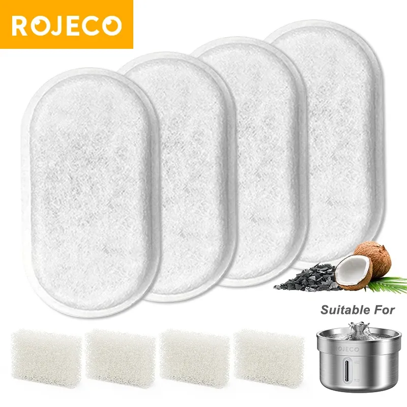 ROJECO Austauschbarer Wasserbrunnenfilter für 2L Edelstahl Katzenwassergeschütze Filter Katzentrinker Haustier Wasserreiniger Filter