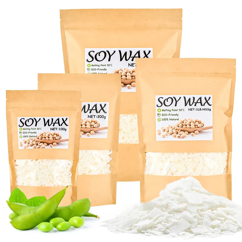 100g-1000g natürliches Sojawachs DIY handgemachte Kerzen Bastelzubehör 100 %zusatzfreie Wachsflocken Duftkerze Rohstoff