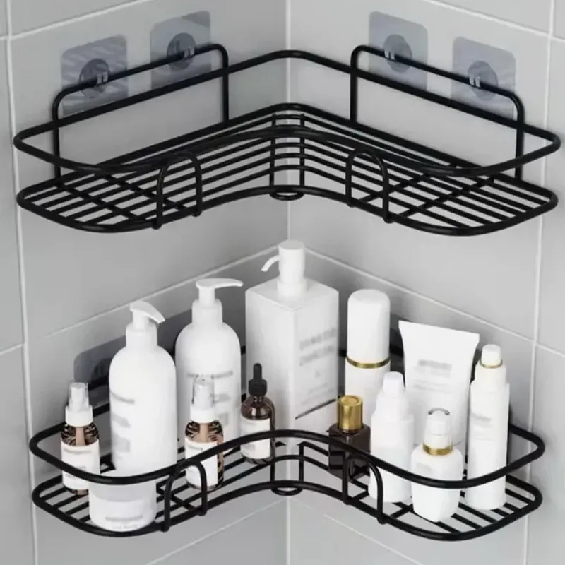 Badezimmerregal, Duschregal, Badezimmer, Küche, ohne Stanzen, dreieckiges Aufbewahrungsregal, Duschregal, Shampoo-Aufbewahrungsregal