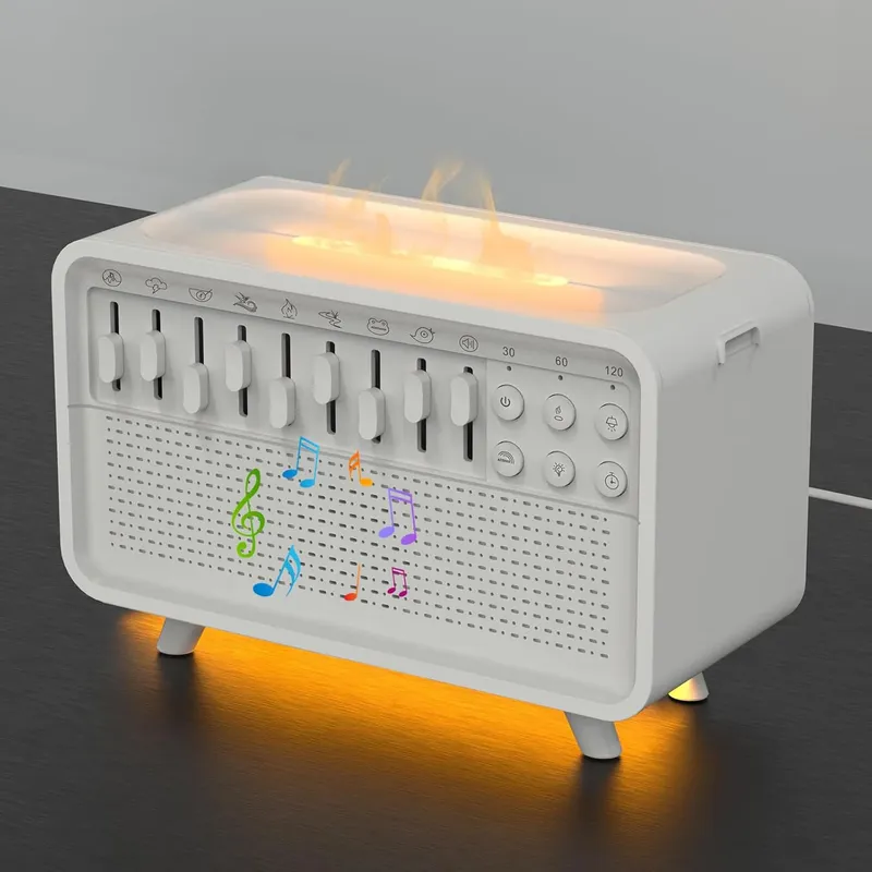 Bluetooth White Noise Machine mit Aromadiffusor, Luftbefeuchter und Nachtlicht | 8 natürliche Geräusche, 3-stufige Dimmung für die Schlaftherapie