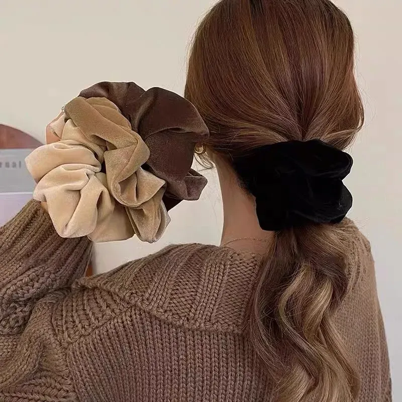 1-4PCS Frauen Haarband Vintage Samt Einfarbig Haar Schleife Für Frauen Pferdeschwanz Halter Gummibänder Haar zubehör