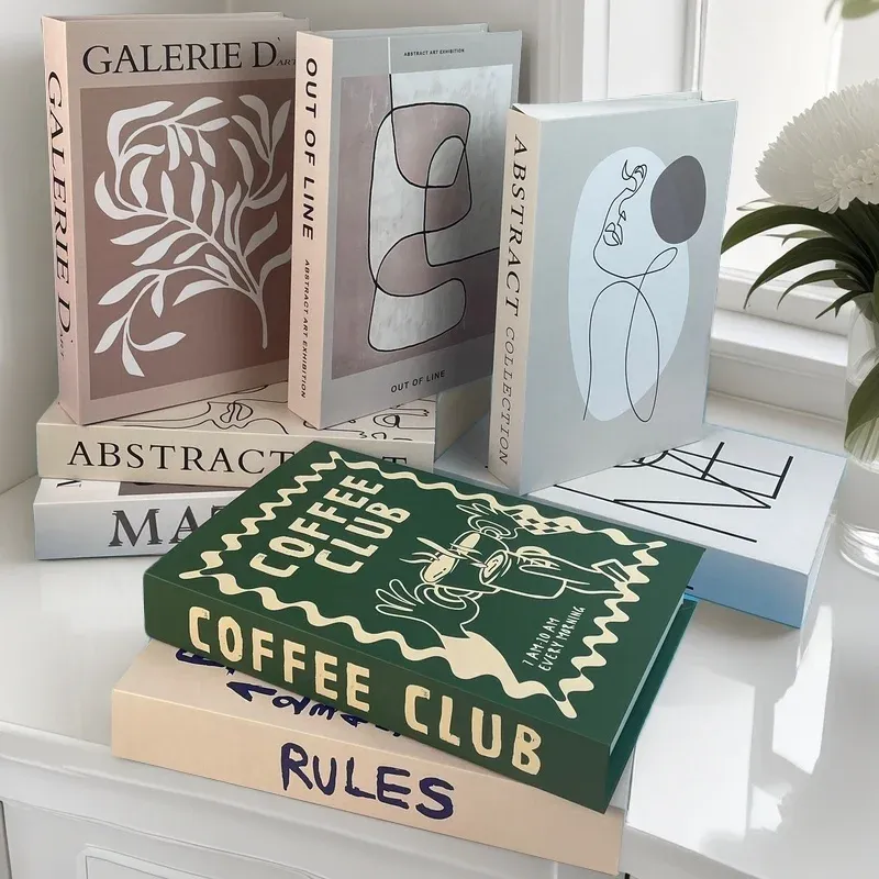Offene Luxus-Aufbewahrungsbox für gefälschte Bücher, abstrakte dekorative Bücher, Design, Couchtisch, Bücher, Schlafzimmer, Regal, Ornament, Inneneinrichtung, Heimdekoration