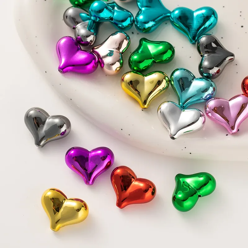 10 stücke Bunte Acryl Herz Lose Spacer Perlen Für DIY Armbänder Halsketten Telefon Kette Decor Handwerk Schmuck Machen Zubehör