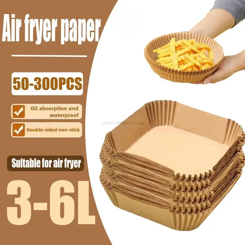 Extra großes, verdicktes Zubehör für Luftfritteusen, Airfryer-Backpapier, Einweg-Papiereinlage, antihaftbeschichtet, Pergament, Ofenpapier, Küche