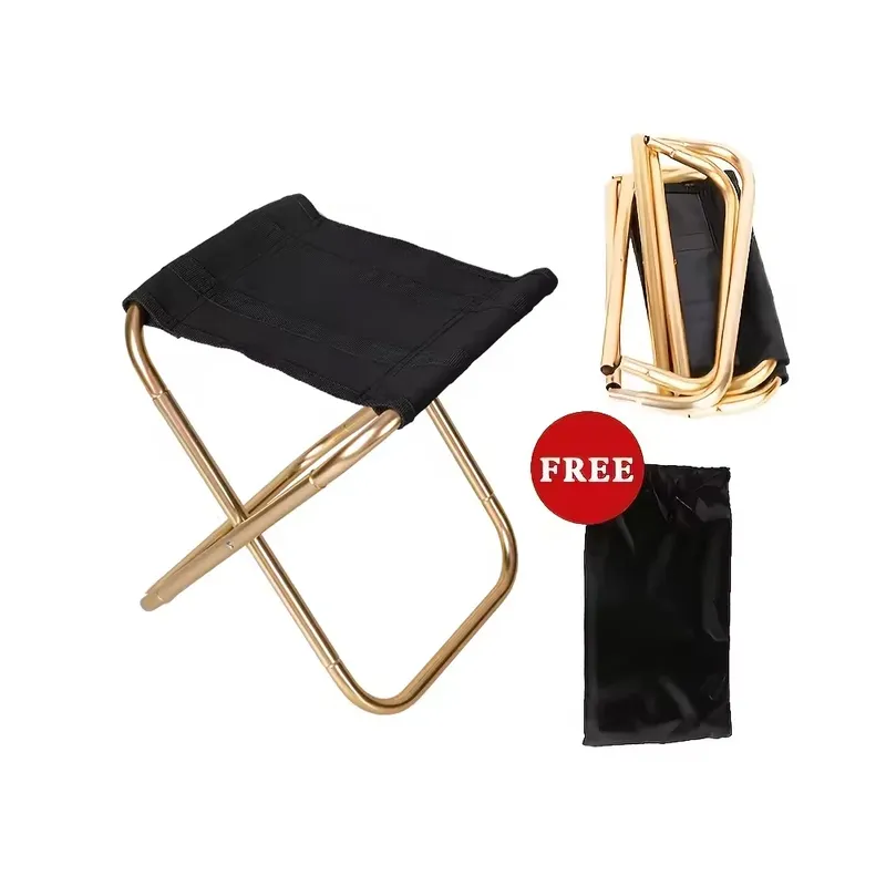 Outdoor Camping Stuhl Goldener Klappstuhl aus Aluminiumlegierung mit Tasche Hocker Sitz Angeln Camping