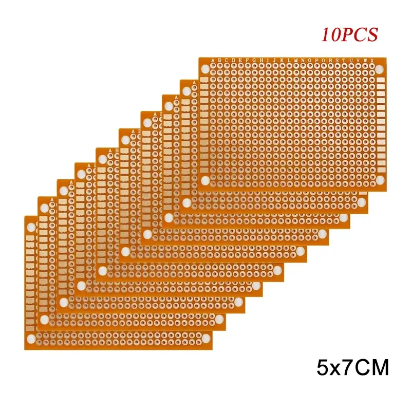 10PCS 5x7CM 5*7CM PCB Breadboard Protoboard Einseitige Universal Leiterplatten 1,2 MM Dicke DIY Set Gelb