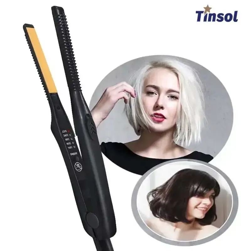 2-in-1-Mini-Haarglätter, Lockenstab, professionelles kurzes Keramik-Glätteisen für Damen und Herren, Bartglätter