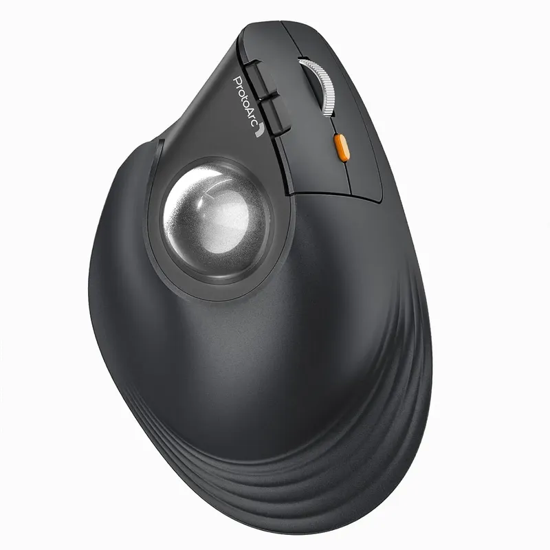 ProtoArc Vertikale kabellose Trackball-Maus EM05 NL Bluetooth Ergonomische Rollerball-Maus Wiederaufladbare Computer-Laptop-Daumenmaus