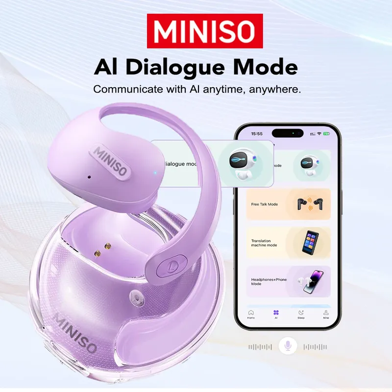 Übersetzer MINISO X15Pro 5.4 Bluetooth Headset Übersetzung Kopfhörer Drahtlose Kopfhörer Büro Reisen, ASMR Headset APP