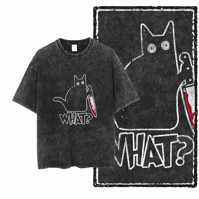 COOLMIND DB Katze bedruckte Baumwolle, säuregewaschen, exklusives Grafik-Unisex-T-Shirt, coole Streetwear-Männer-T-Shirts, großes T-Shirt für Männer