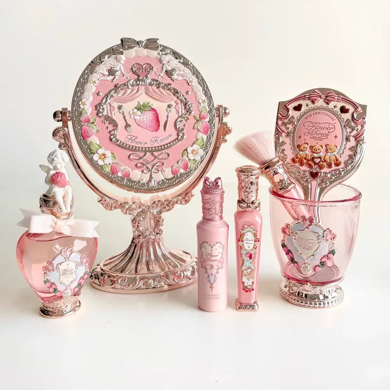 Flower Knows 9th Anniversary Luxus-Kosmetikspiegel in limitierter Auflage mit Paddel-Haarbürste und Pinselhalter-Set für den Schminktisch