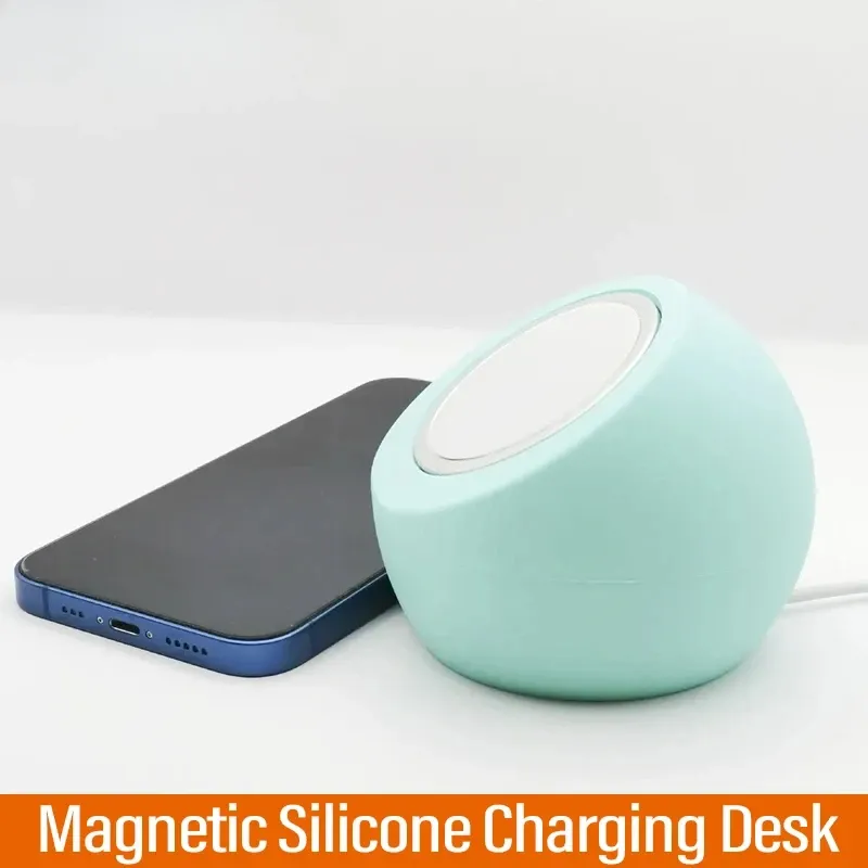 Magnetischer kabelloser Ladetisch, Kugelform, Silikonhalter, Ständer für Magsafe iPhone 15 14 13 12 Pro, Ladestation