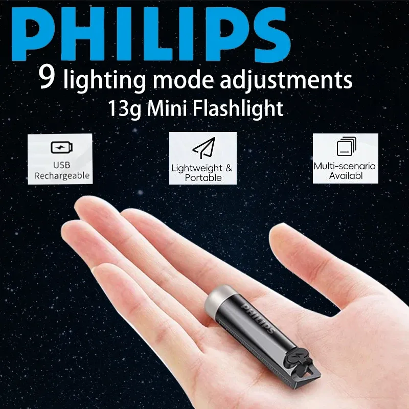 PHILIPS 2025 NEUE SFL1121 EDC Taschenlampe LED Wiederaufladbare Mini EDC Schlüsselbund Taschenlampen Camping Lampe Für Wandern Selbstverteidigung