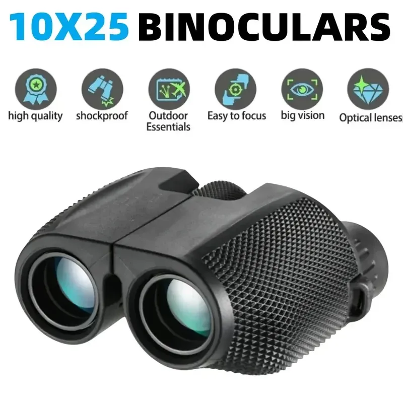 Fernglas 10X25 HD Mini Tragbares Teleskop BAK4 FMC Beschichtetes Teleskop Outdoor Vogelbeobachtung Jagd Reisen Camping Ballspiel