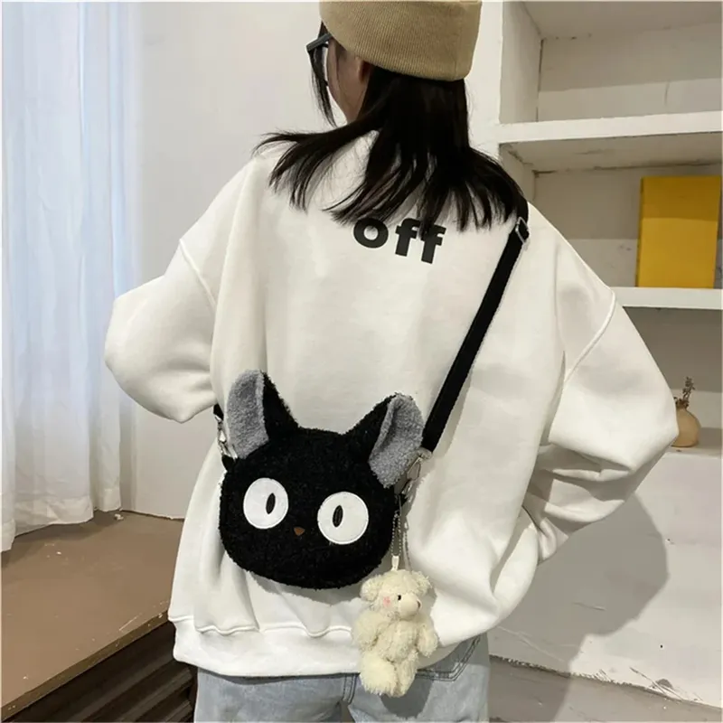 HOMEFISH Tasche im japanischen Stil für Damen, Cartoon-Plüsch-Umhängetasche für Damen, neue Umhängetasche, kleine Handy- und Geldbörse, Bolsa Feminina