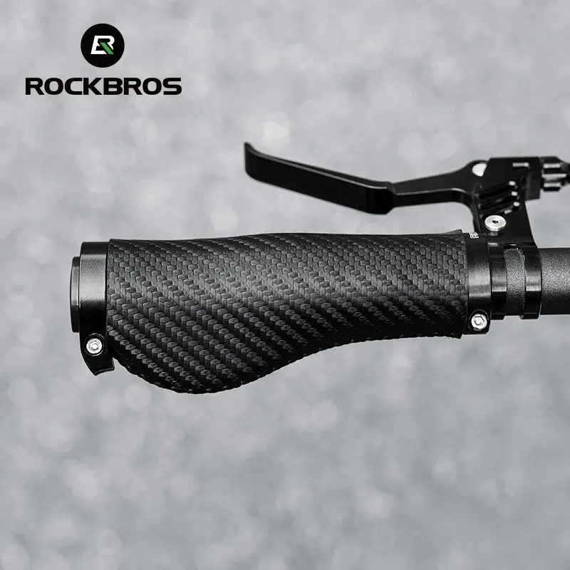 ROCKBROS Fahrradgriffe, PU-Leder, Aluminiumlegierung, MTB, Mountainbike-Lenkergriffe, gesperrt, stoßfest, rutschfest, Fahrradgriffe