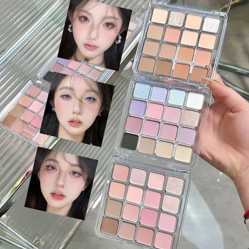 Rosa pfirsichfarbene, perlmuttfarbene, matte Lidschatten-Pigmente, glitzernde Lidschatten-Pigmente, wasserfest, langlebig, koreanische Kosmetik, Erdfarben, 16 Farben