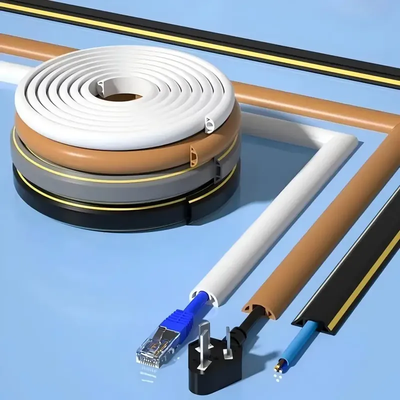 Bodenkabelabdeckung, PVC-Kabelschutz, selbstklebender Stromkabelschutz, Verlängerung, elektrischer Draht, Kanalschlitz, Kabelverwaltung