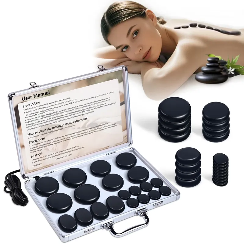 HOT STONE MASSAGE SET – Professionelle Spa-Massagegeräte – für Nacken-, Rücken-, Bauch-, Beine- und Ganzkörpermassage